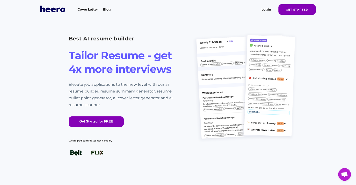 Career Heero screenshot