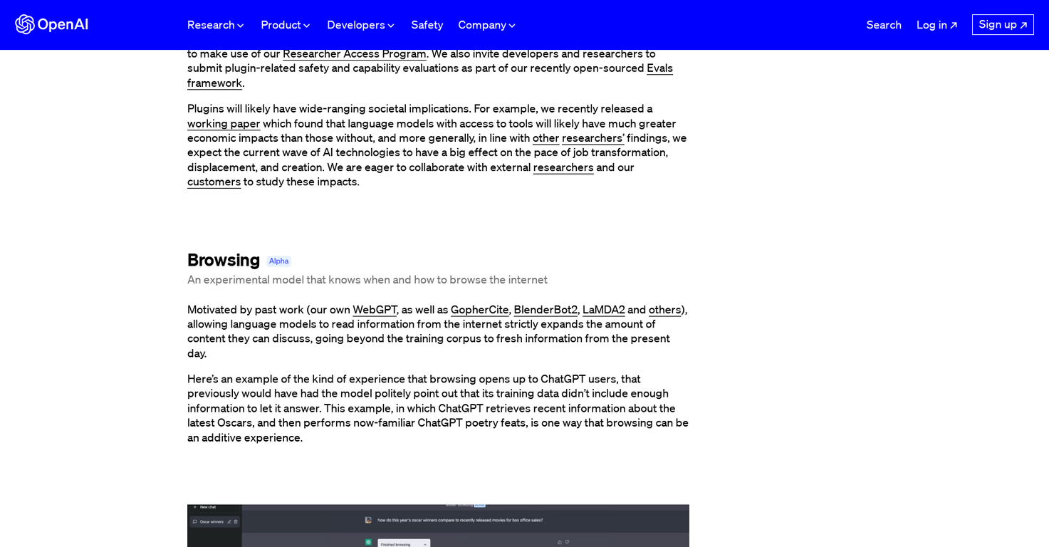 Browsing by Open AI screenshot