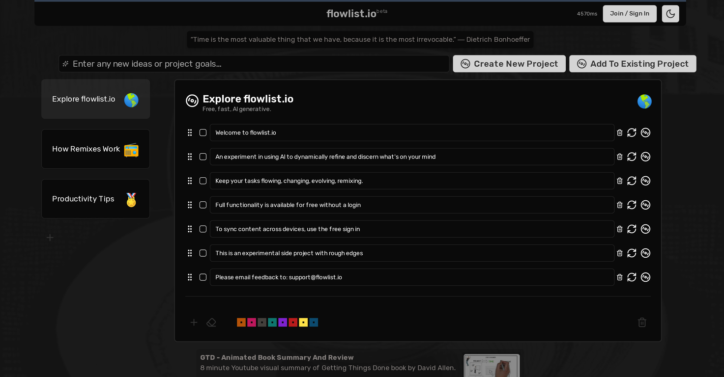 Flowlist screenshot