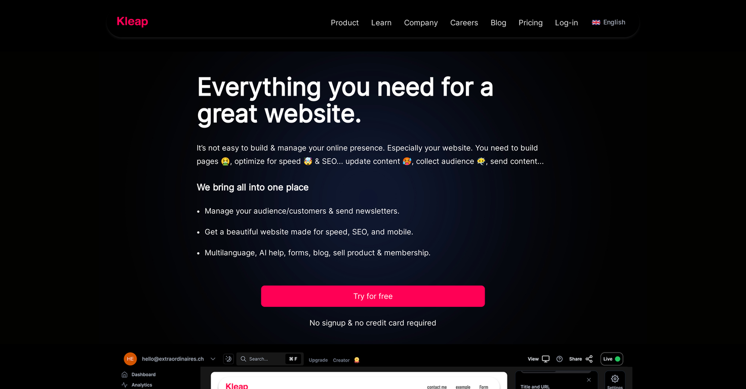 Kleap screenshot