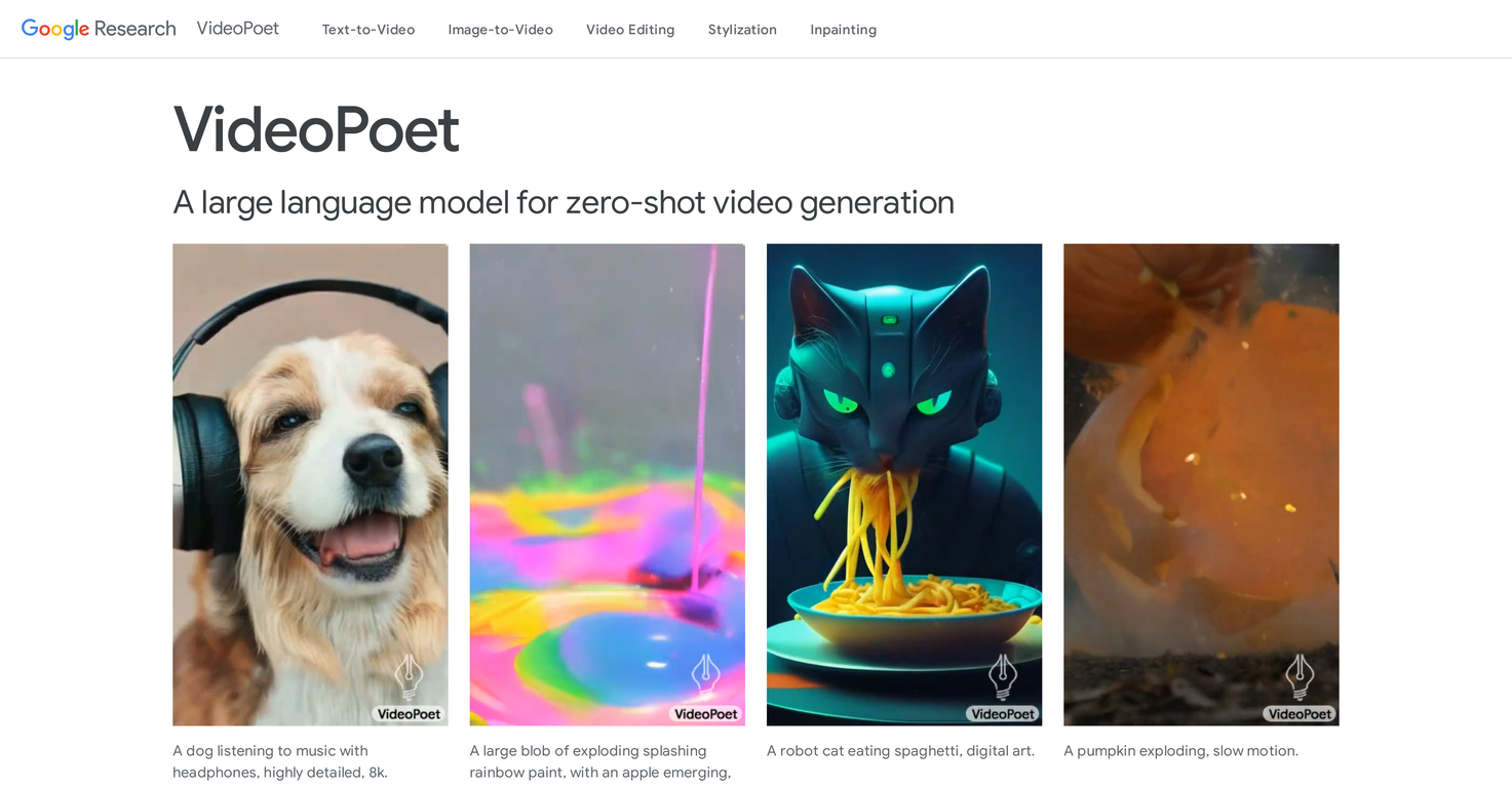 VideoPoet by Google screenshot