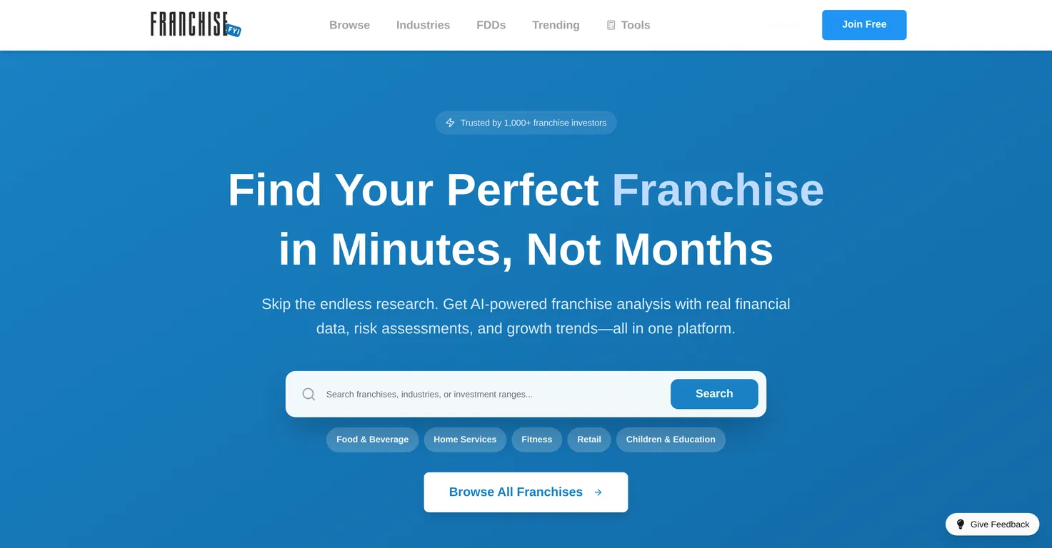 Franchise.fyi screenshot