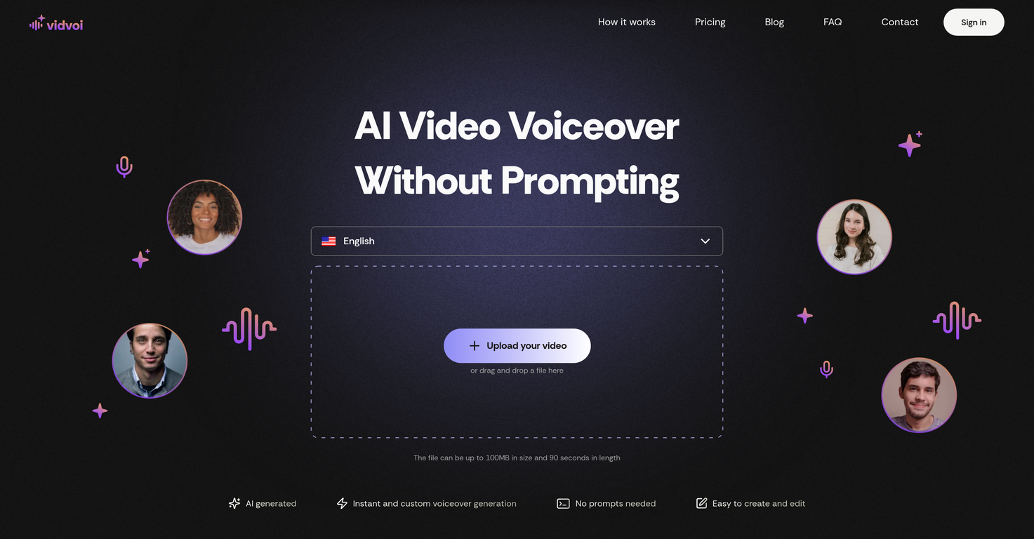 Vidvoi AI Voiceover Generator screenshot