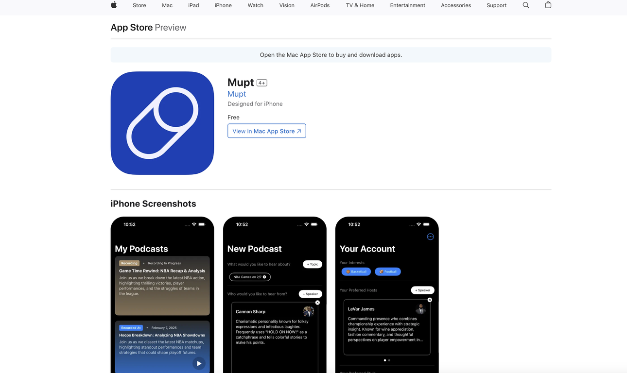 Mupt screenshot