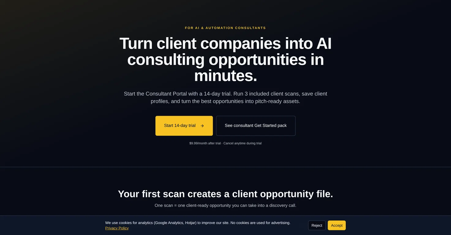 Leania.ai for AI consultants screenshot
