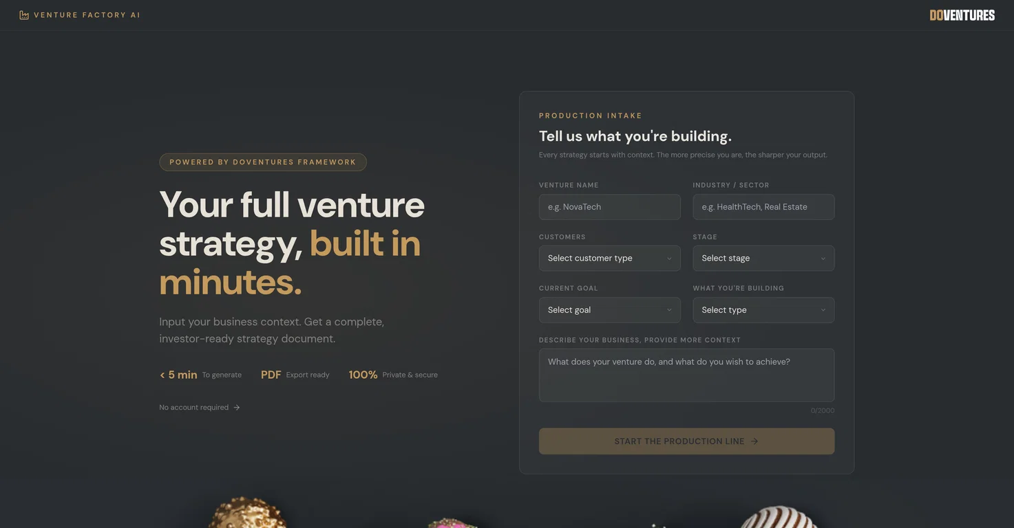 Venture Factory AI screenshot