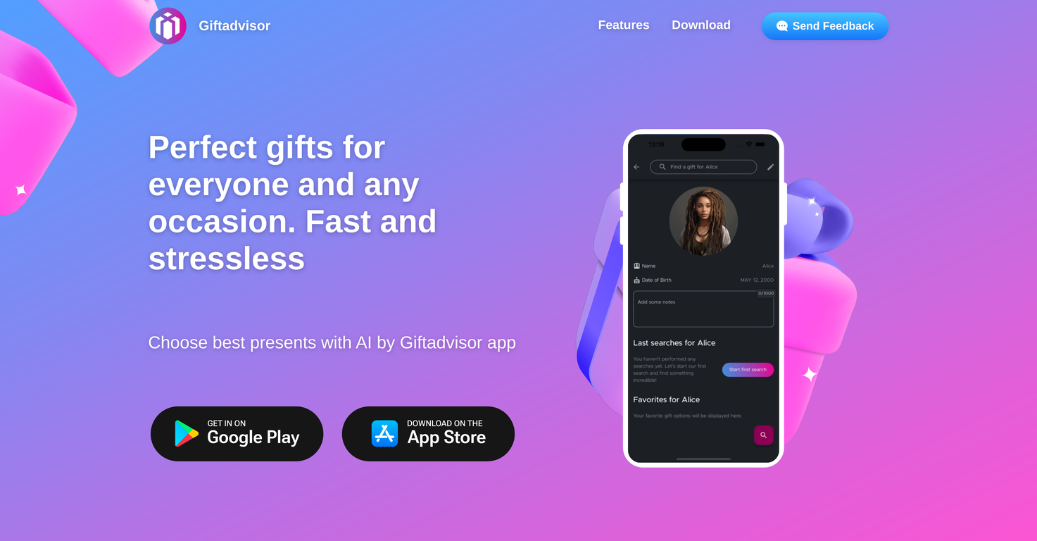 Giftadvisor screenshot