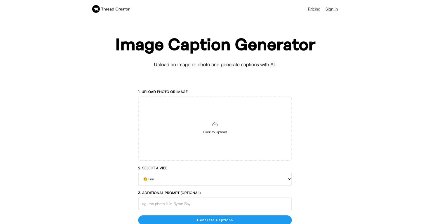 Image Caption Generator screenshot