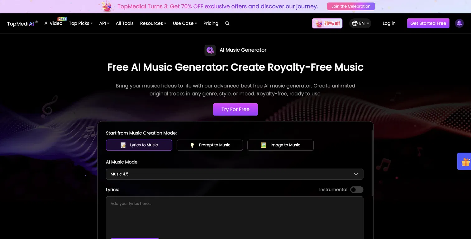 TopMediai | AI Music Generator screenshot