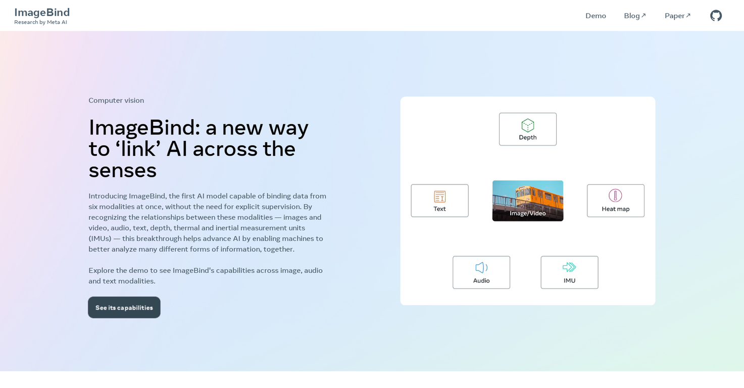 ImageBind by Meta screenshot