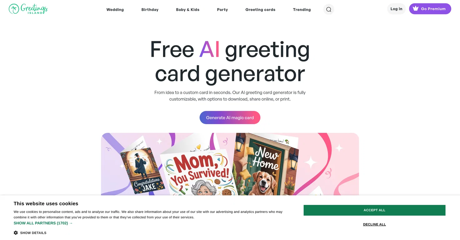 Greetings Island | AI Greeting Card Generator screenshot