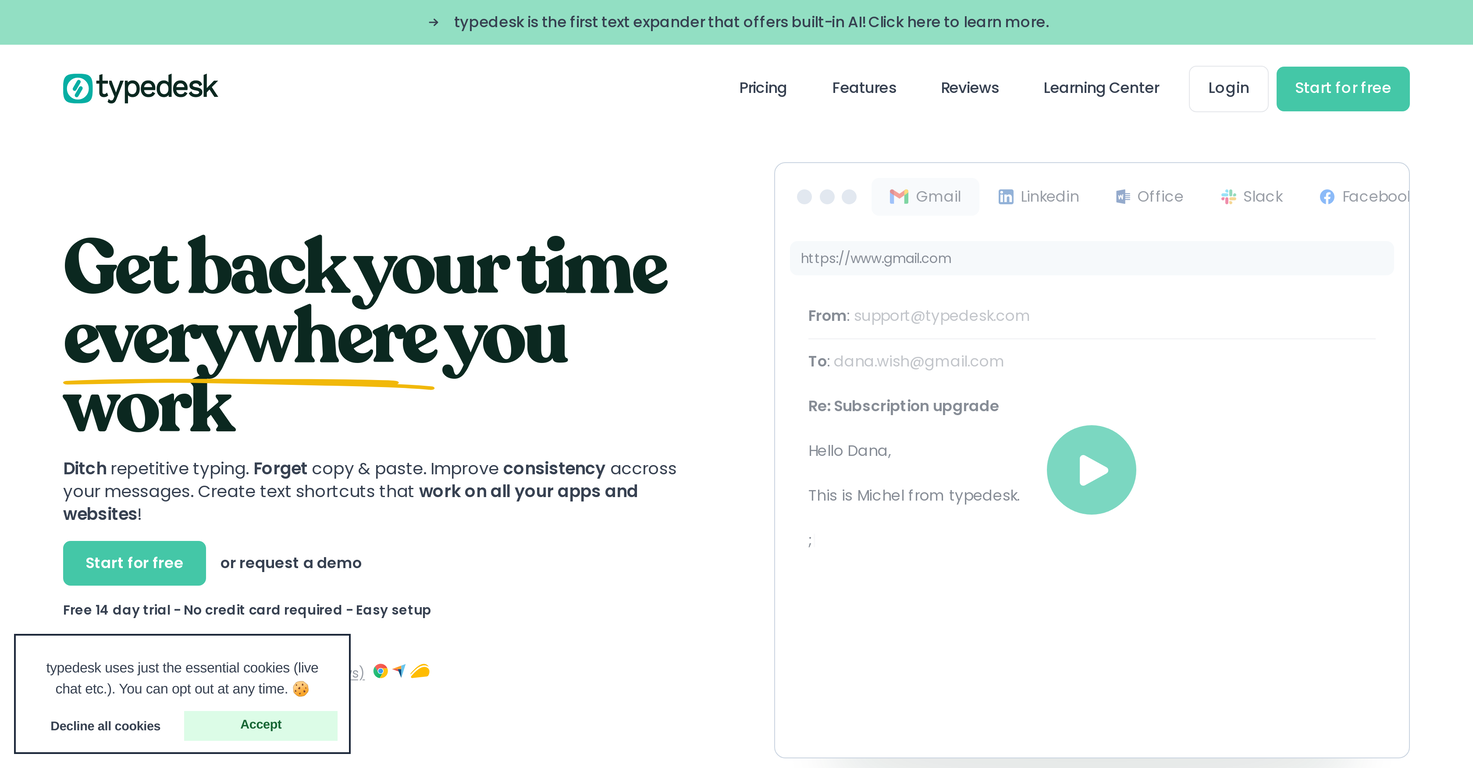 Typedesk screenshot