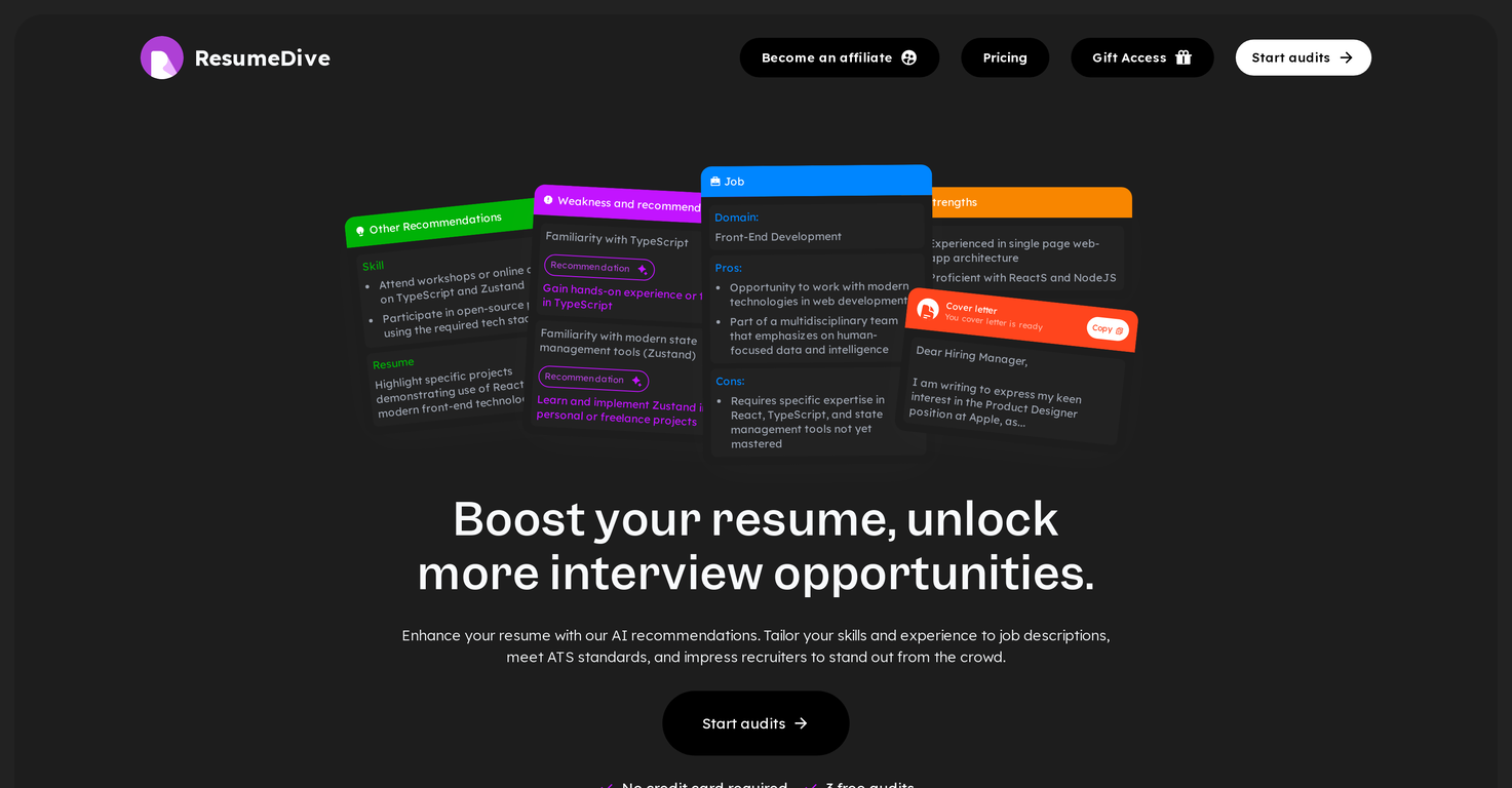 ResumeDive screenshot