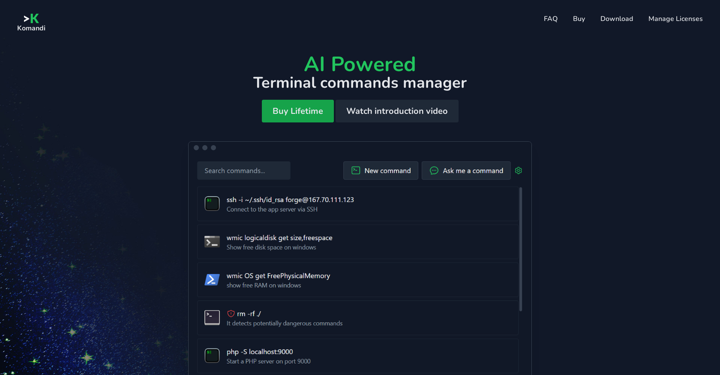 Komandi screenshot