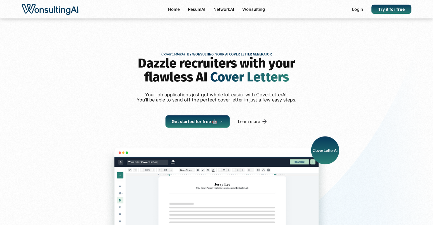 CoverletterAI by Wonsulting screenshot