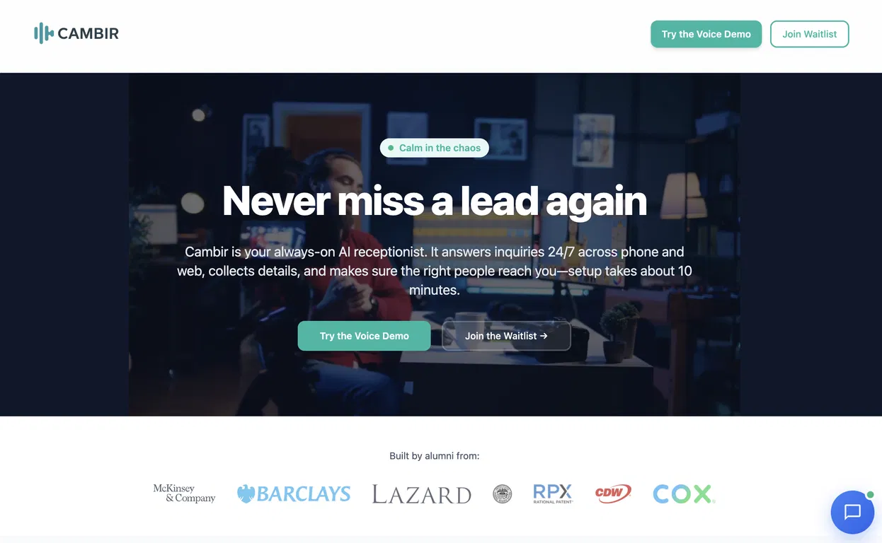 Cambir: Voice AI + Chat for High-Value Leads screenshot