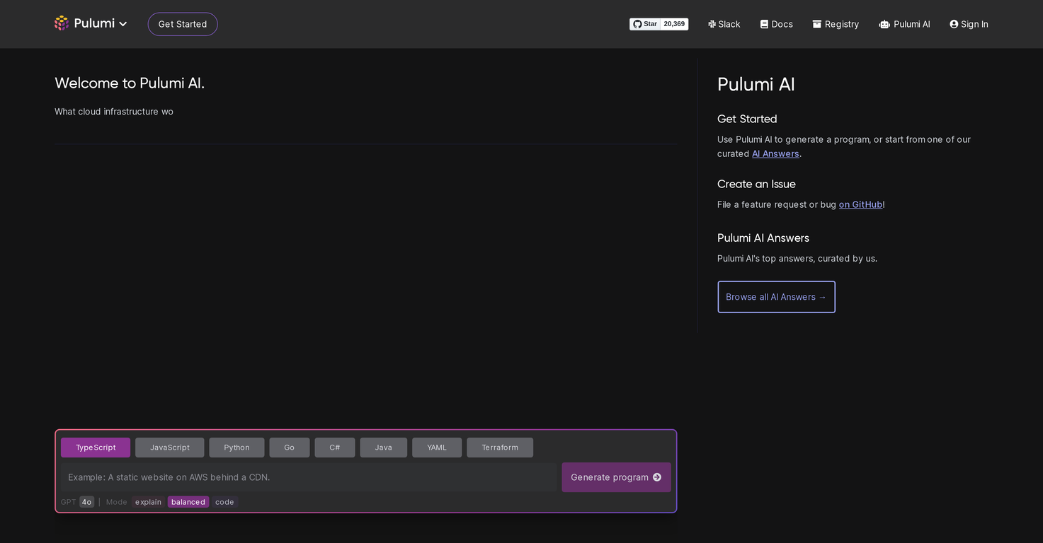 Pulumi screenshot