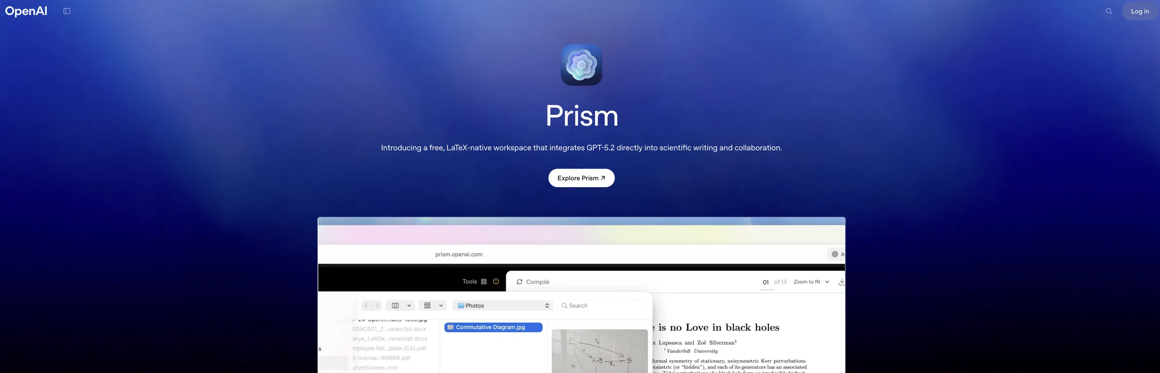 OpenAI Prism screenshot