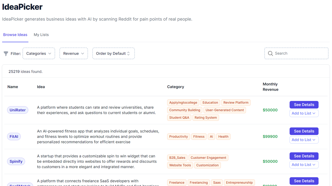 IdeaPicker screenshot