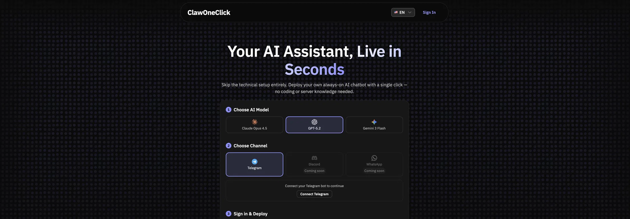 ClawOneClick screenshot