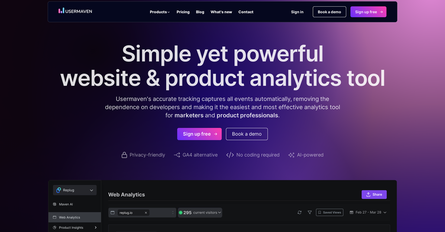 Usermaven screenshot