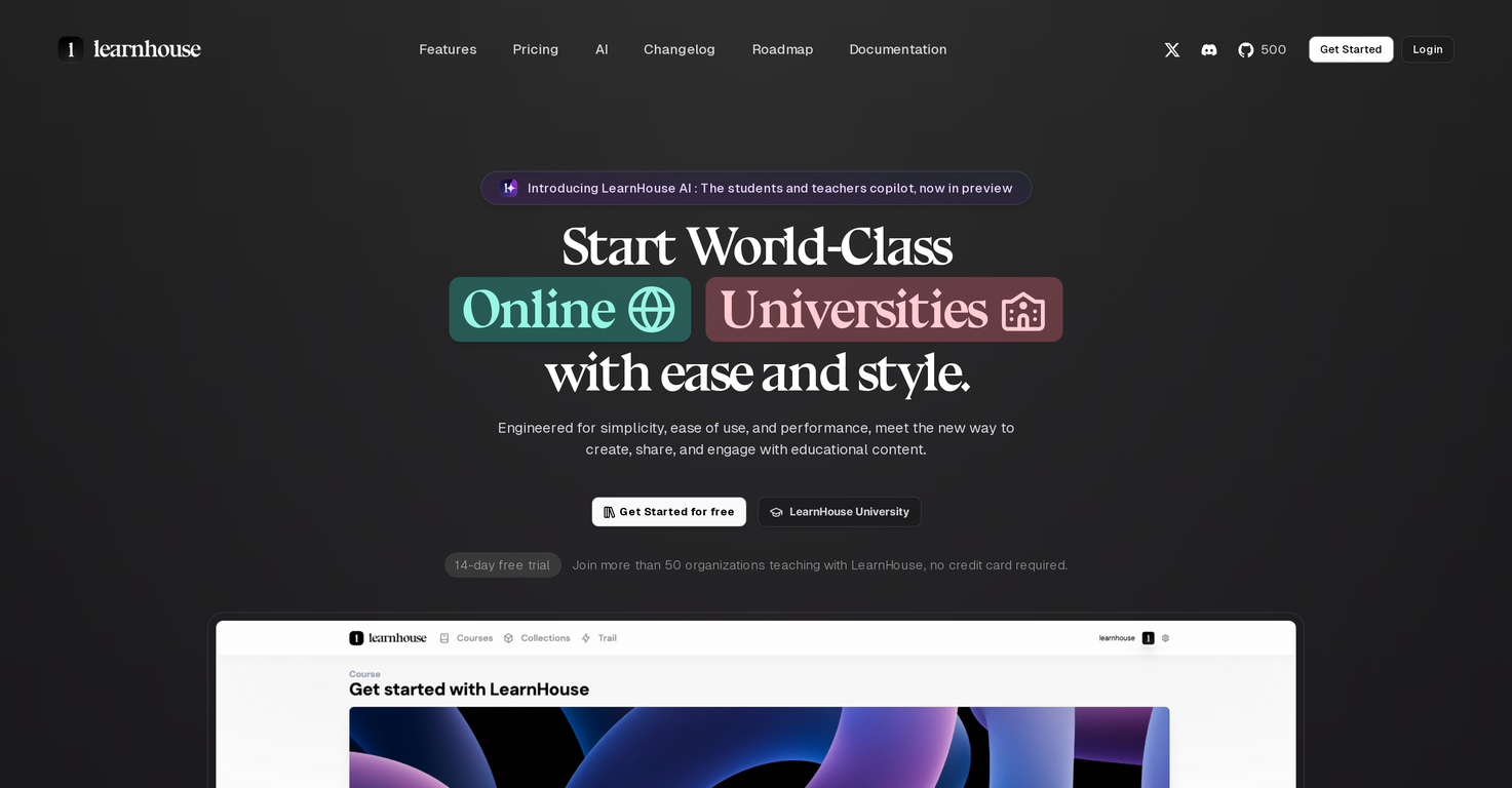 LearnHouse screenshot