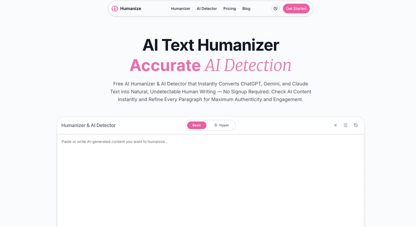 Humanize screenshot