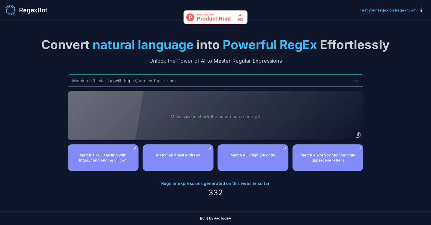 RegexBot screenshot