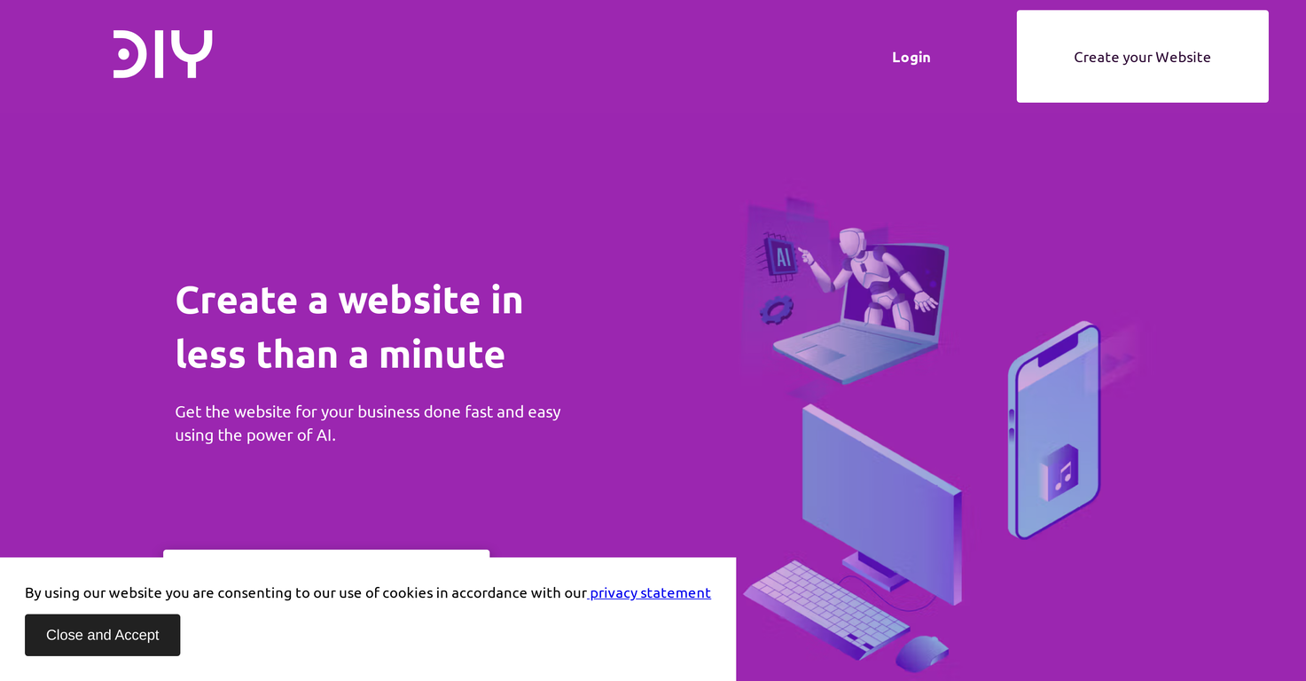 DIY Websites AI screenshot
