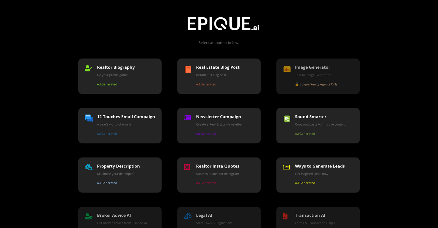 Epique AI screenshot