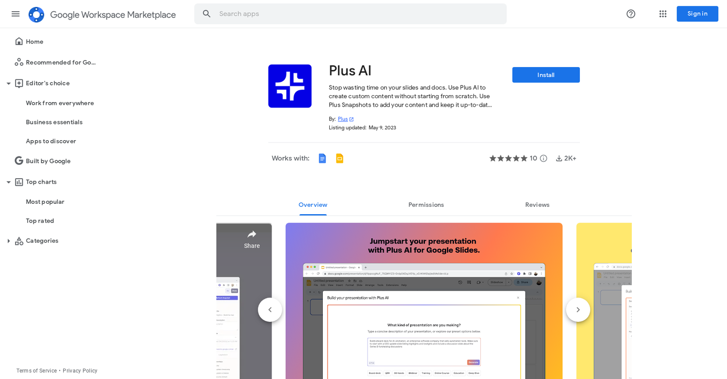 Plus AI screenshot