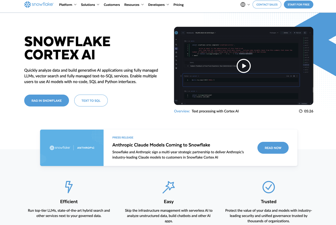 Snowflake Cortex screenshot