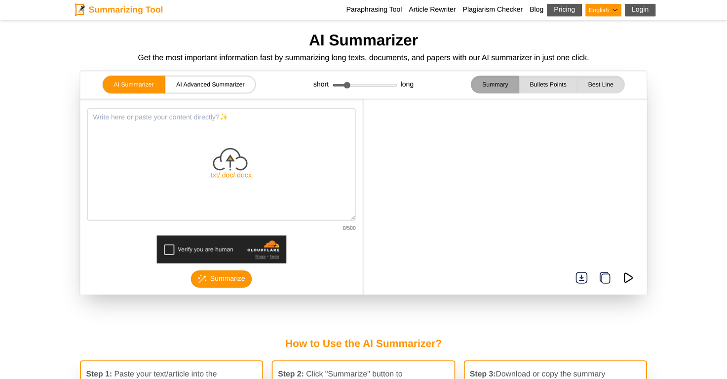 Summarizing Tool.io screenshot