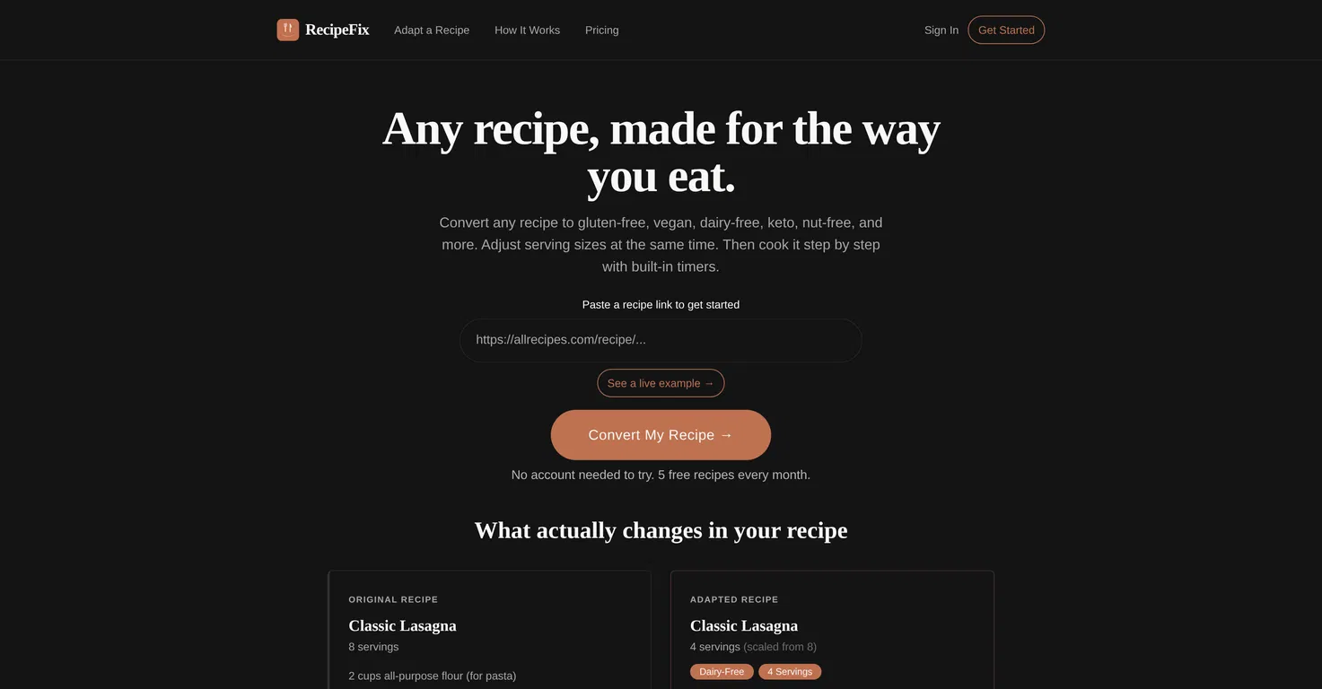 RecipeFix screenshot