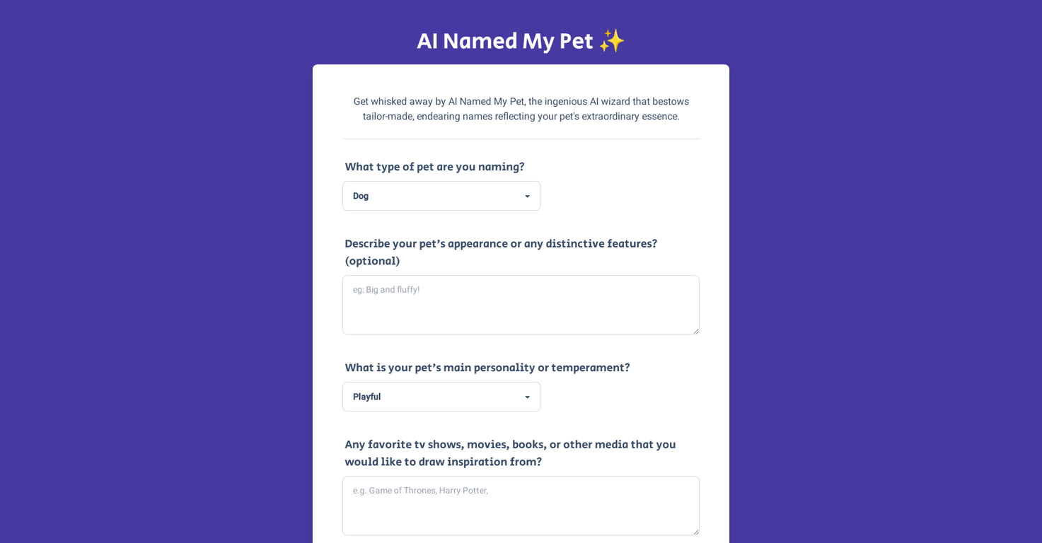 Ainamedmypet screenshot