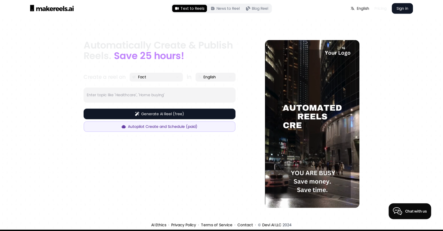 Makereels.ai screenshot