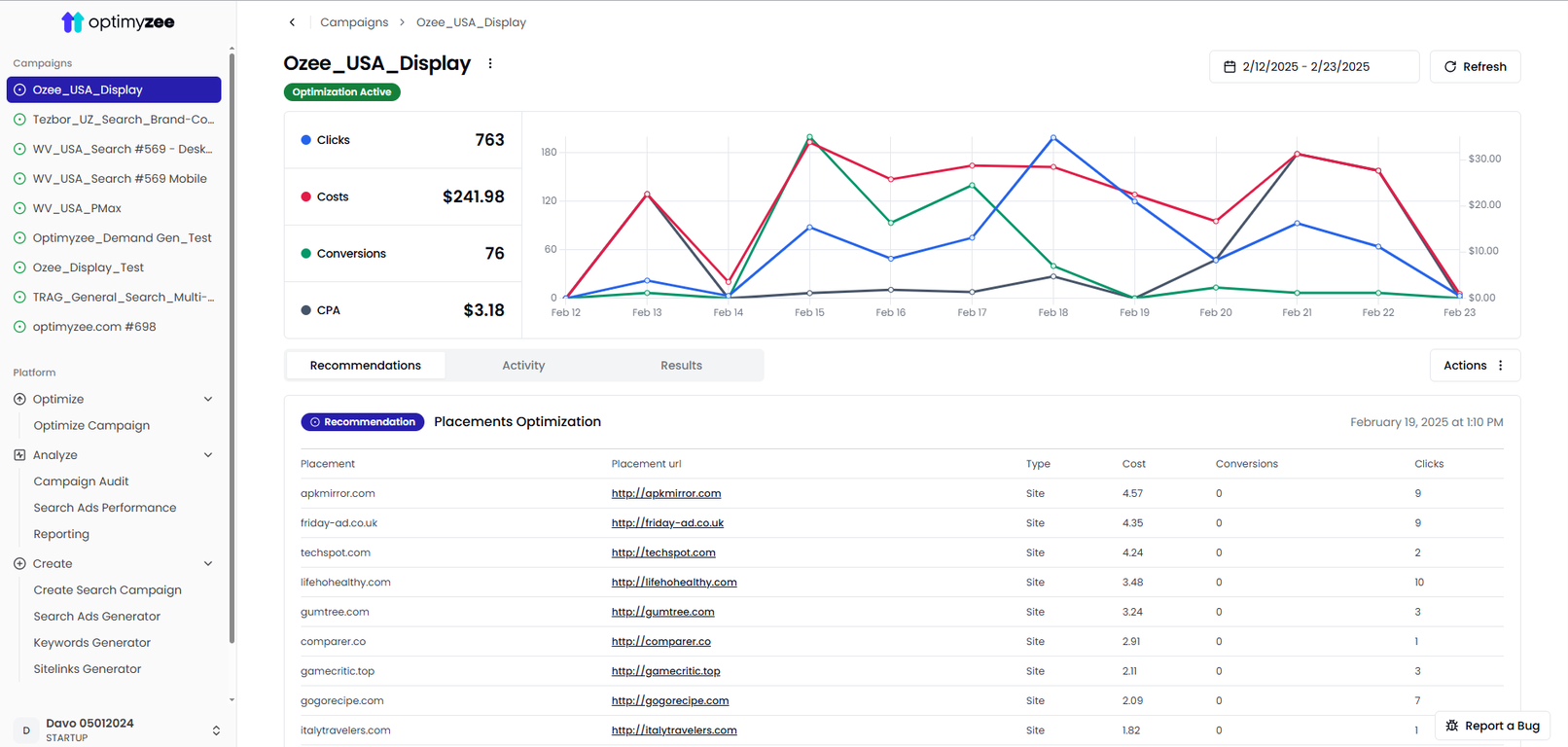 Optimyzee – AI-Powered Google Ads Optimization screenshot