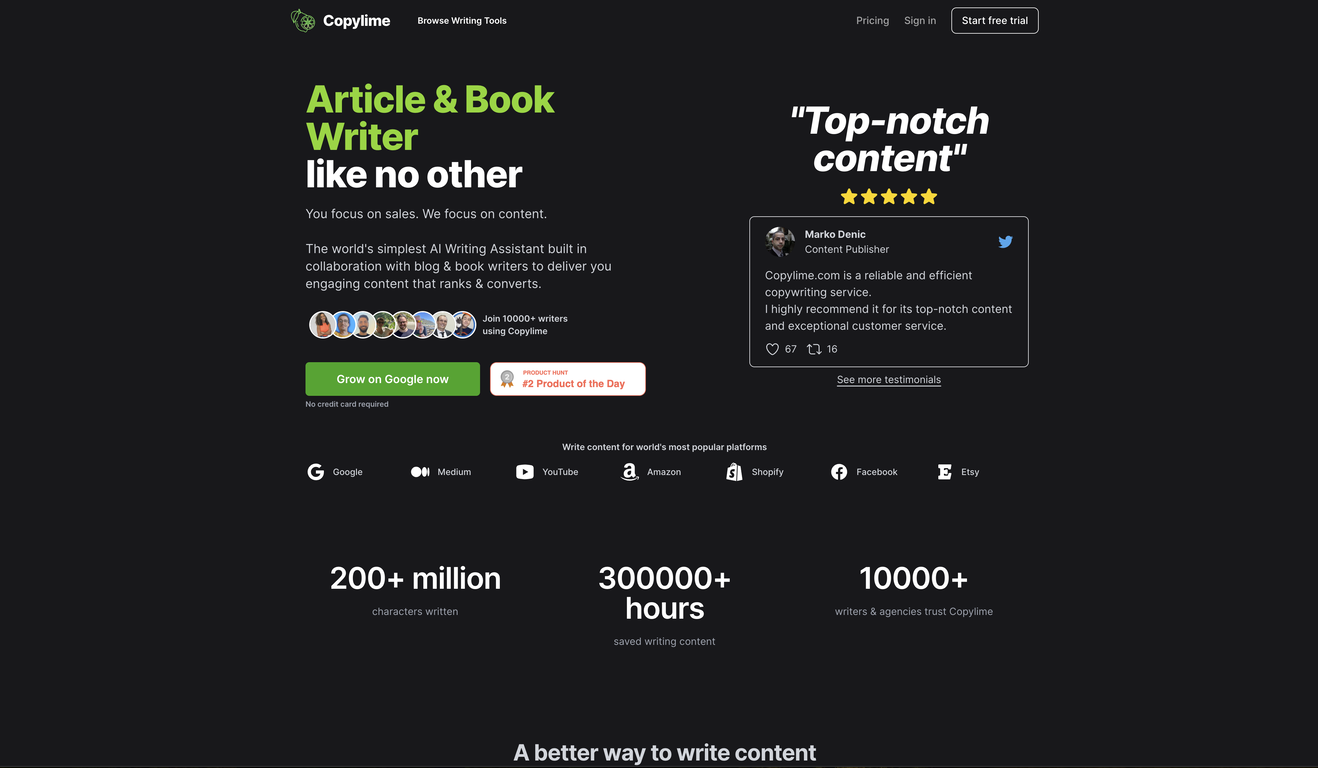 Copylime screenshot