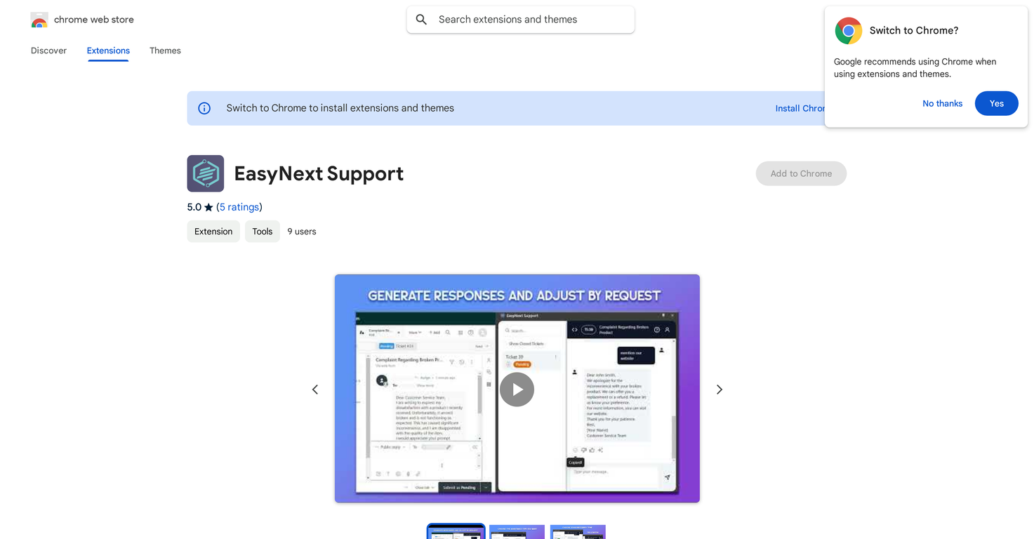 EasyNext Support screenshot