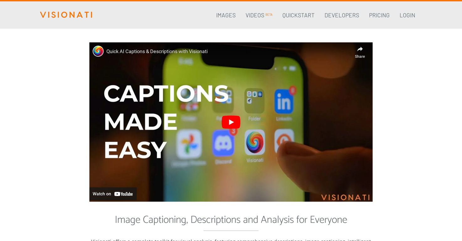 Visionati screenshot
