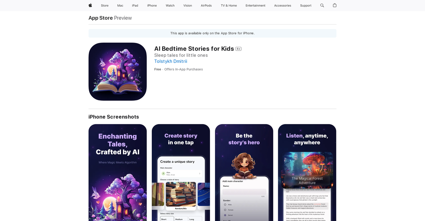AI Bedtime Stories for Kids screenshot