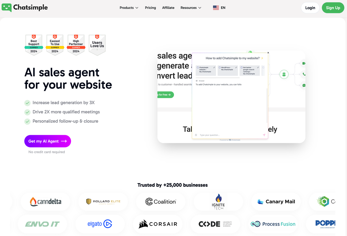 Chatsimple AI Sales Chatbot screenshot