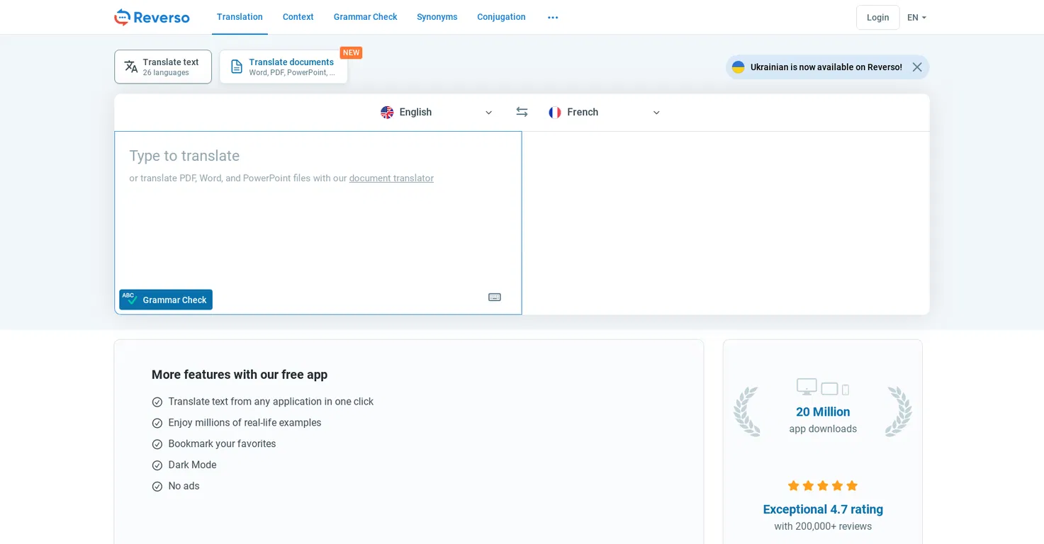 Reverso screenshot