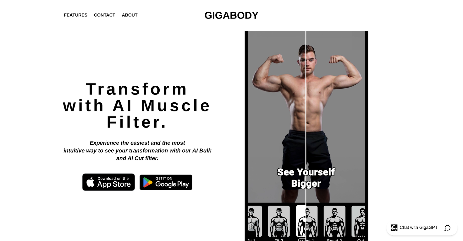 GigaBody AI Muscle Filter screenshot