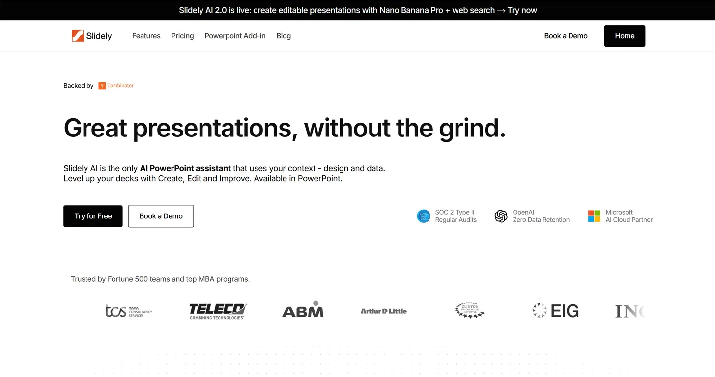 Slidely AI (backed by YC) screenshot