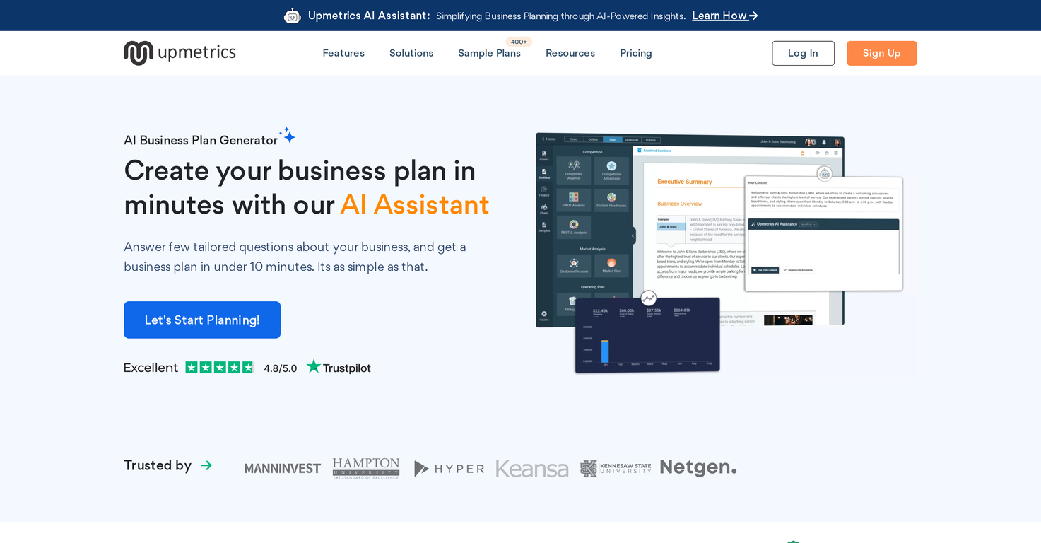 Upmetrics AI screenshot