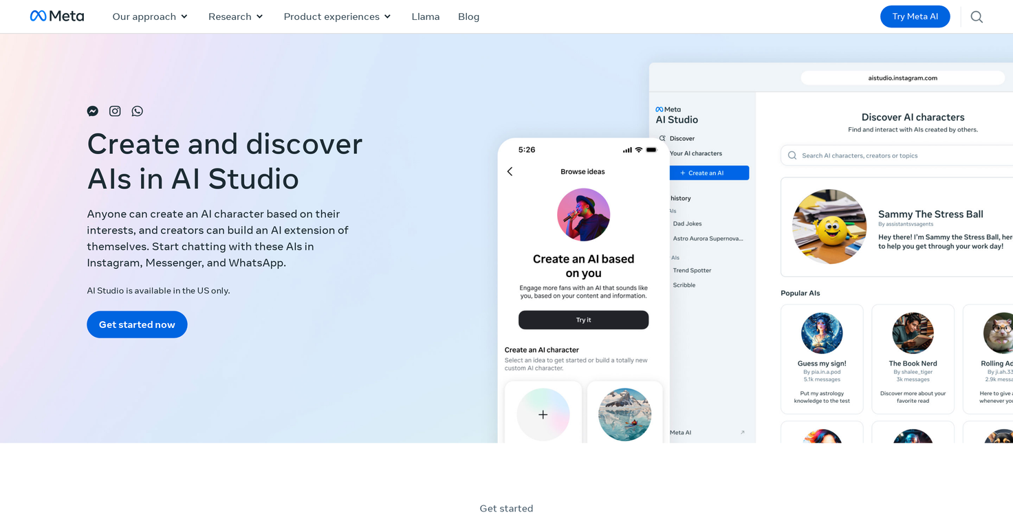 Meta AI Studio screenshot