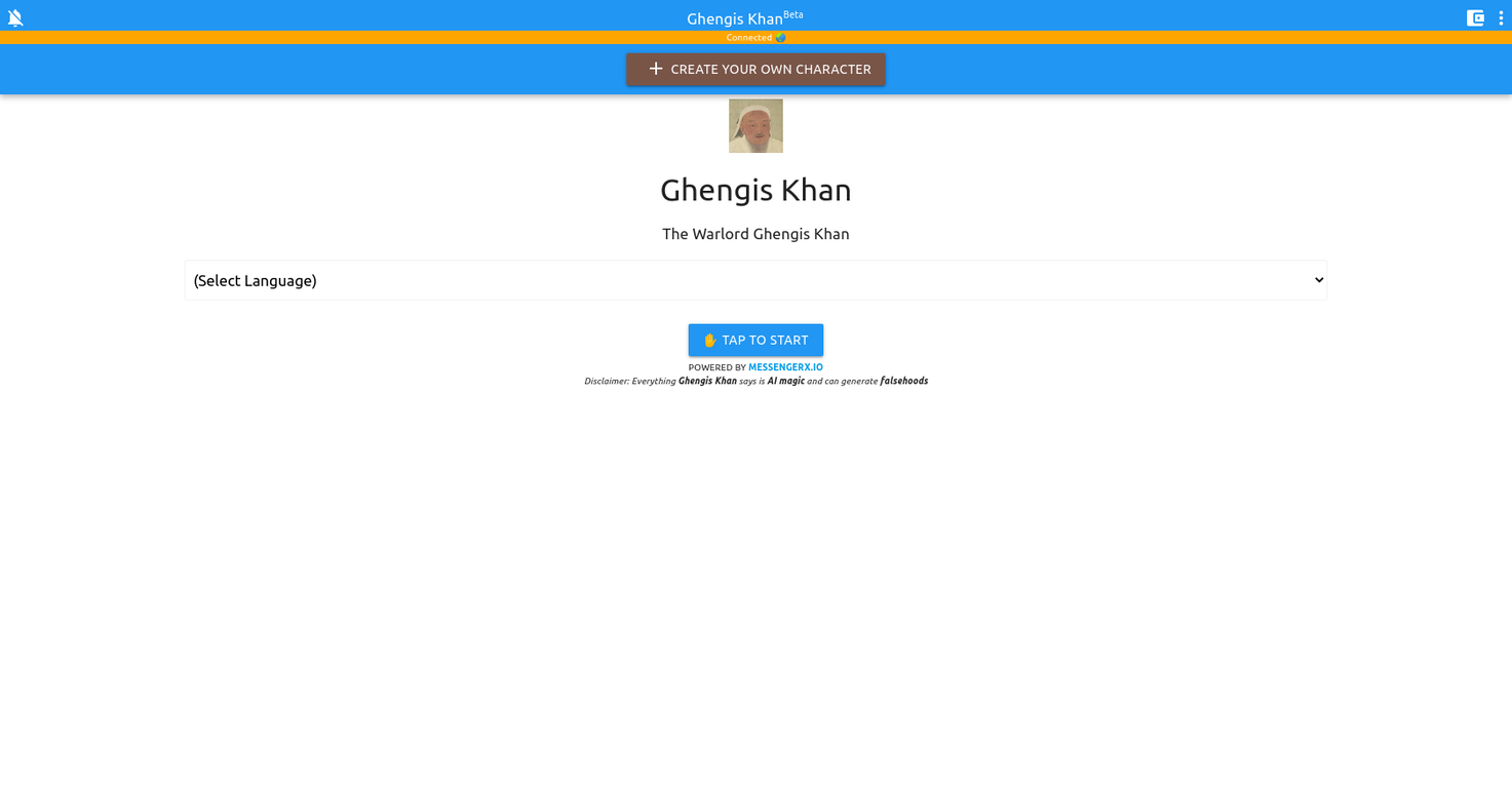 Ghengis Khan chatbot screenshot