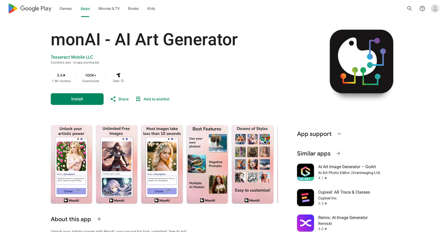 MonAI - AI Art Generator screenshot